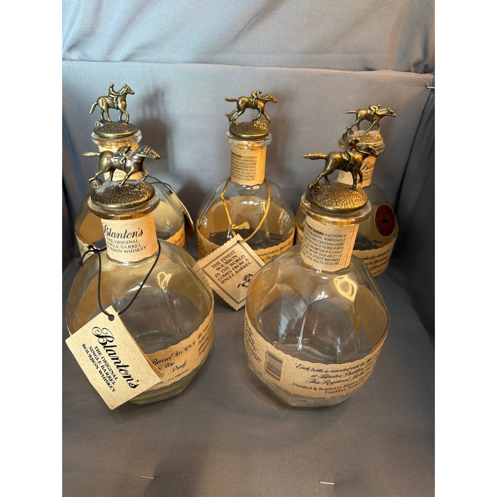 Blanton's Single Barrel Bourbon Empty Bottles with Stopper Letters B A N T S Set